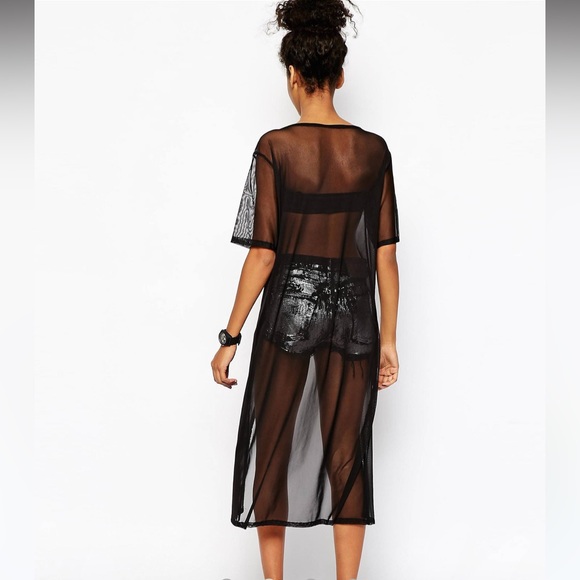 NWOT The Ragged Priest Slice Front Maxi Sheer T-Shirt Dress Black Size XS - Picture 2 of 11